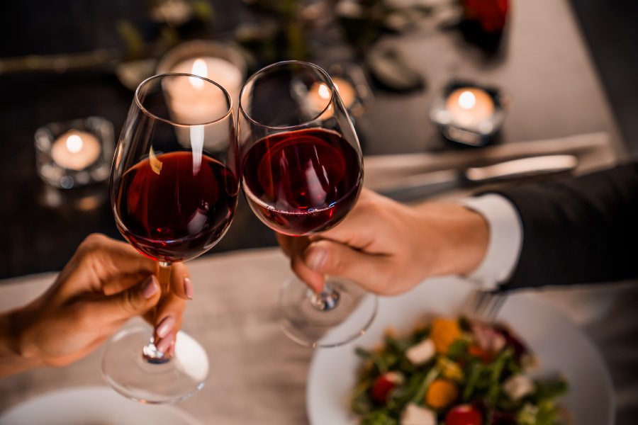 Couple's date night to local restaurant for Valentine's Day