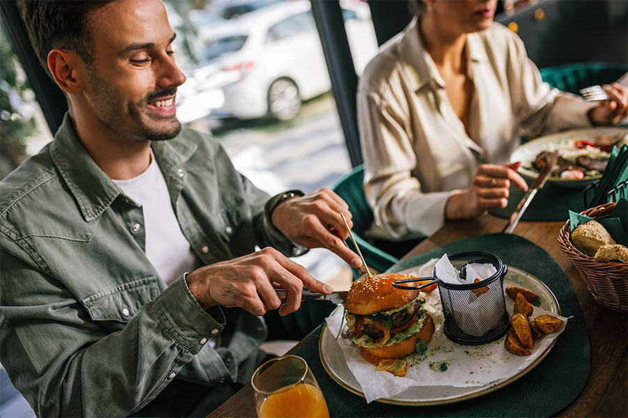 Local enjoying local restaurant food
